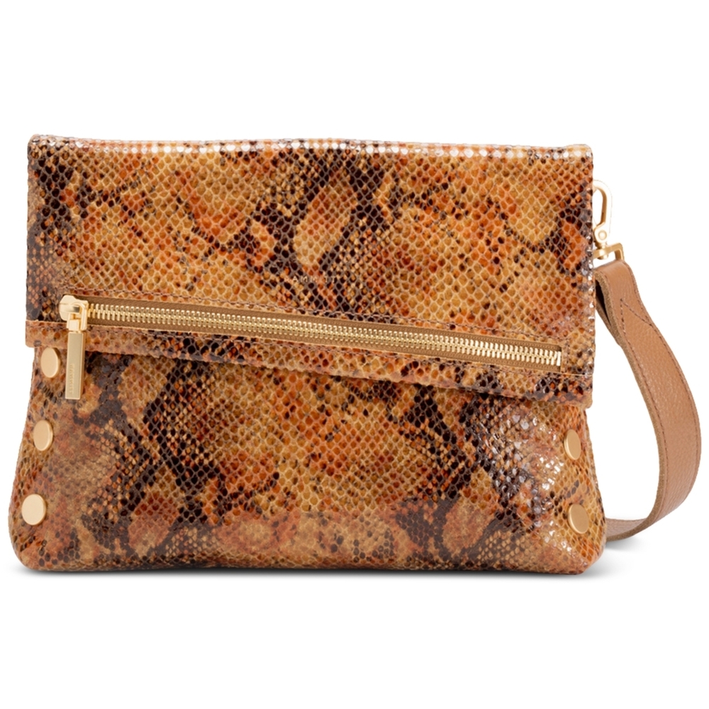 Hammitt Tan and Brown Snakeskin Clutch. Like New.